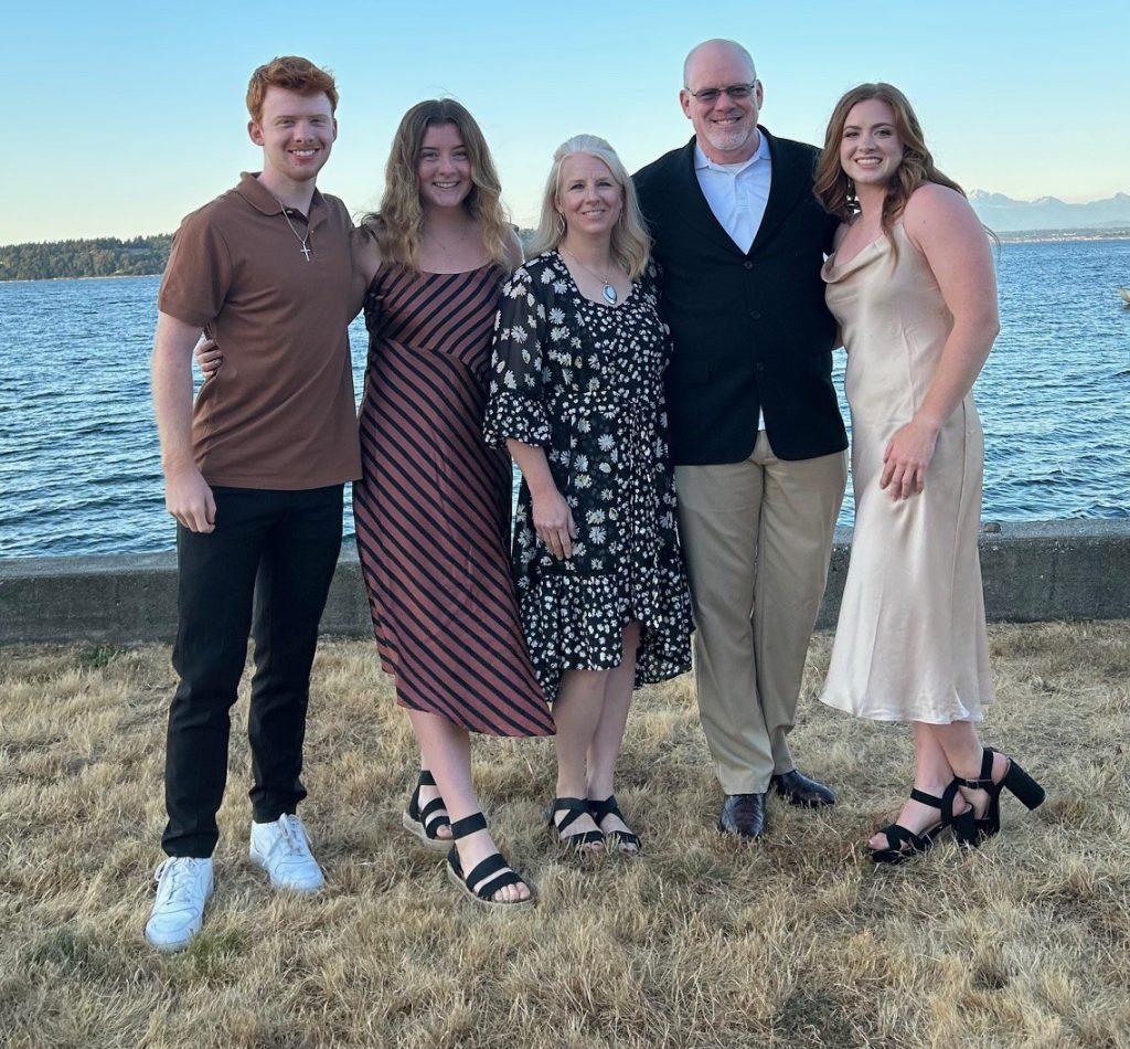 Family photo by the water